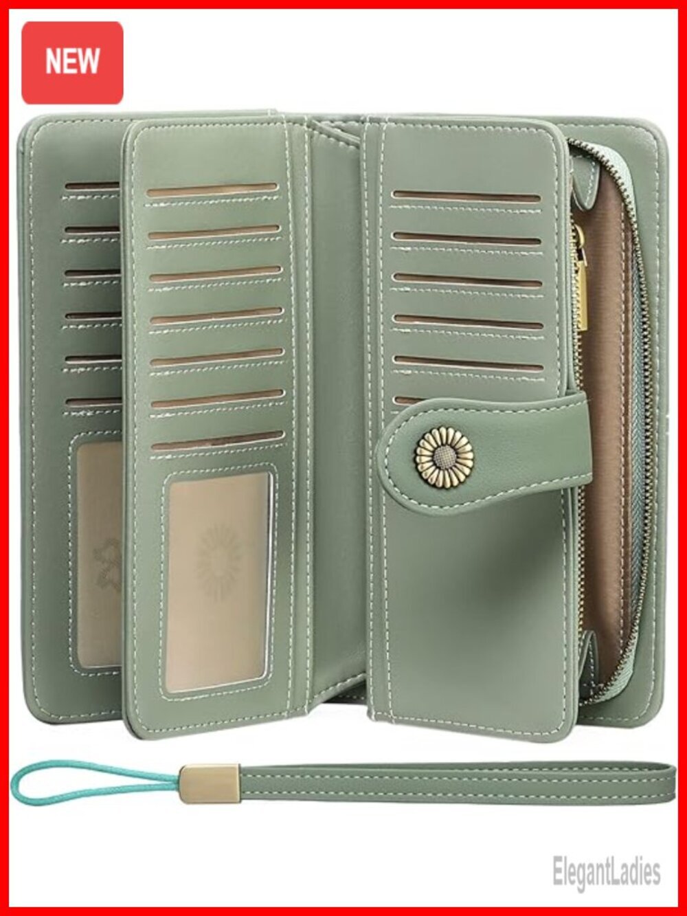 Trifold Wristlet Wallet RFID Blocking Large Capacity Credit Card Holder Leather